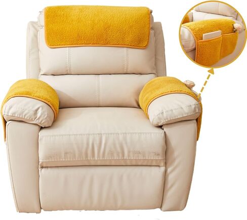 vctops 3 Pieces Sherpa Fleece Sofa Armrest Cover for Recliner Chair with Storage Pockets Non Slip Headrest Cover Fuzzy Couch Cover for Dogs Washable Furniture Protector (Cream,1 Seat) in Saudi Arabia