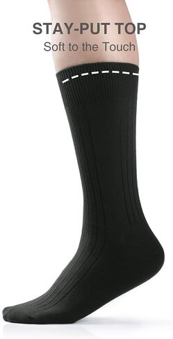 DAVID ARCHY Men's Pure Cotton Ultra Soft Knit Trouser Crew Dress Socks 6 Pack (10-13, Navy Blue) in Saudi Arabia