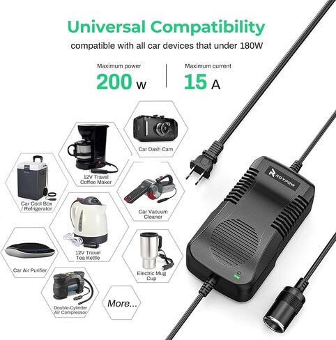 RoyPow AC to DC Converter, 120W(Max 150W) 120V/110V to 12V/10A Cigarette Lighter Socket AC/DC Adapter Power Supply for Inflator, Car Refrigerator, Car Vacuum Cleaner in Saudi Arabia