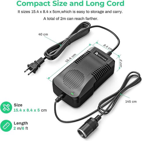 RoyPow AC to DC Converter, 120W(Max 150W) 120V/110V to 12V/10A Cigarette Lighter Socket AC/DC Adapter Power Supply for Inflator, Car Refrigerator, Car Vacuum Cleaner in Saudi Arabia
