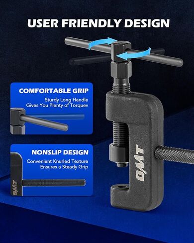 OMT Chain Breaker, 19pc Motorcycle Chain Tool with C Frame 3 Anvils 5 Break Tips, Dirt Bike ATV Motorcycle Chain Breaker Tool Kit Chain Rivet Chain Link Removal Tool for Cam & 25 to 630 Chains, Black in Kuwait