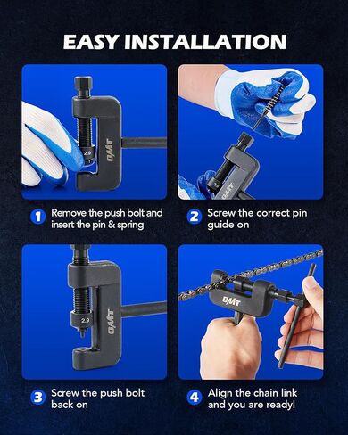 OMT Chain Breaker, 19pc Motorcycle Chain Tool with C Frame 3 Anvils 5 Break Tips, Dirt Bike ATV Motorcycle Chain Breaker Tool Kit Chain Rivet Chain Link Removal Tool for Cam & 25 to 630 Chains, Black in Kuwait