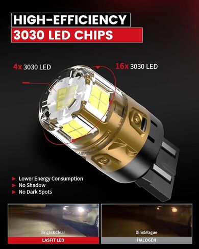 LASFIT 7443 LED Brake Tail Light Bulb, Super Bright 7444NA 7443R 7444 7440 7440A for Stop Parking Lights, W21W WY21W 992, Red (2pcs) in Saudi Arabia