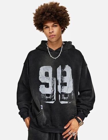 Aelfric Eden Mens Hoodies Number 99 Print Hoodie Usisex Y2K Street Street Withed Pullover Pocket Shirt in Saudi Arabia