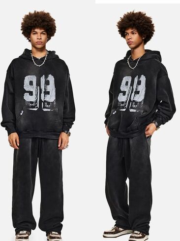 Aelfric Eden Mens Hoodies Number 99 Print Hoodie Usisex Y2K Street Street Withed Pullover Pocket Shirt in Saudi Arabia