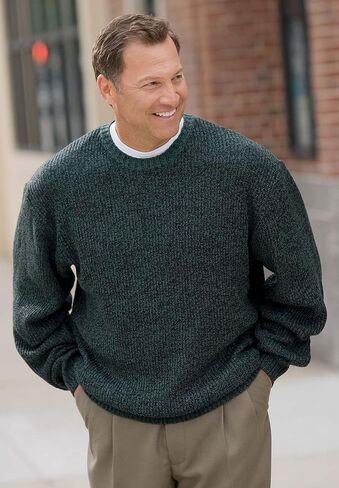 KingSize Men's Big & Tall Shaker Knit Crewneck Sweater - Tall - 6XL, Midnight Teal Marl Multicolored in Saudi Arabia