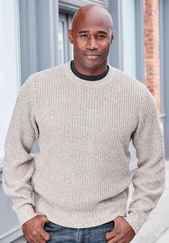 KingSize Men's Big & Tall Shaker Knit Crewneck Sweater - Tall - 6XL, Midnight Teal Marl Multicolored in Saudi Arabia