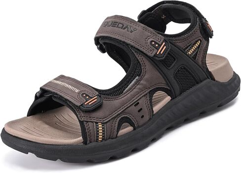 Queday Mens Hiking Sandals With Arch Support Sport Recovery Athletic Walking Sandals For Man Outdoor Summer Casual Thick Cushion Beach Water Fisherman Sandal in Saudi Arabia