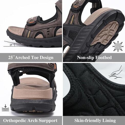Queday Mens Hiking Sandals With Arch Support Sport Recovery Athletic Walking Sandals For Man Outdoor Summer Casual Thick Cushion Beach Water Fisherman Sandal in Saudi Arabia