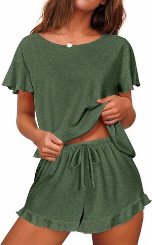 Ekouaer Women's Pajama Set Sucleves Top and Short Soft Soft 2 Piece Loungewear in Saudi Arabia
