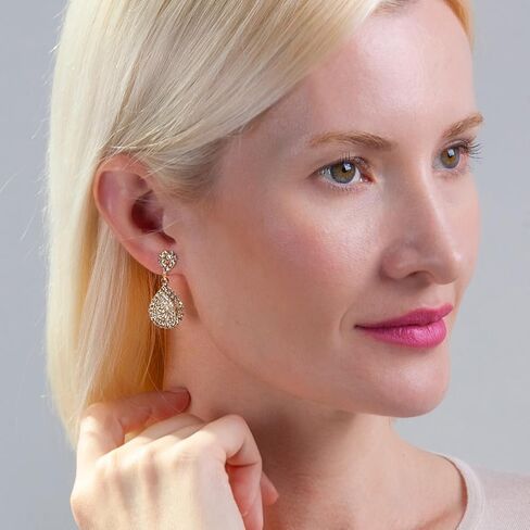 Simulated Diamond Teardrop Clip On Earrings for Women - Long Cubic Zirconia Statement Earrings for Non Pierced Ears - Formal No Piercing Earrings, Sparkly Rhinestone Drop Earrings in Saudi Arabia