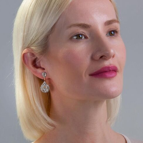 Simulated Diamond Teardrop Clip On Earrings for Women - Long Cubic Zirconia Statement Earrings for Non Pierced Ears - Formal No Piercing Earrings, Sparkly Rhinestone Drop Earrings in Saudi Arabia
