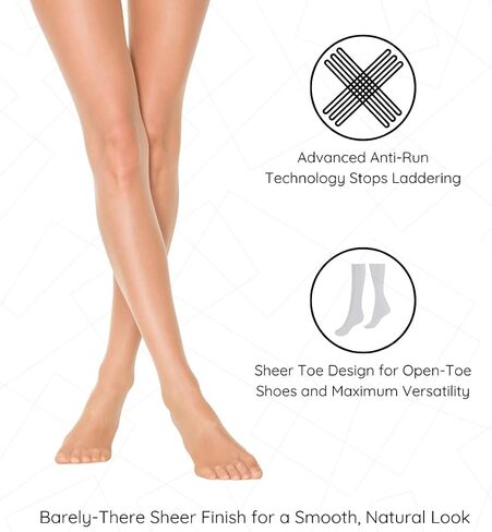 PENTI Stop 7 Run-Resistant Ultra Sheer Pantyhose | Matte 7 Denier Sheer-to-Waist Tights | Anti-Run Invisible Waist in Kuwait
