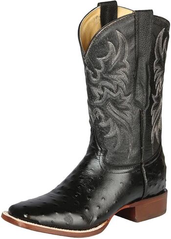 Mens Genuine Leather Quill Ostrich Print Western Cowboy Square Toe Rodeo Boots.Bota rodeo imitacion avestruz cowboy in Saudi Arabia