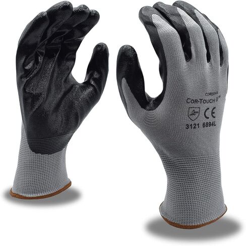 Cordova 6894S Cor-Touch II 13 Gauge Hloves ، قشرة بوليستر رمادية ، طلاء نخيل نتريل مسطح أسود ، قفازات صغيرة صغيرة ، 12 عبوة. in Kuwait