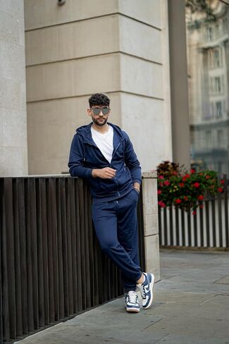 COOFANDY Men's Tracksuit Athletic Casual Full Zip Sports Jogging Gym Sweatsuit, Navy, Small in Saudi Arabia