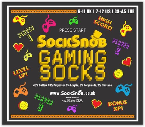 Mens Retro Gaming Funky Novelty Cotton Video Game Adult Crew Socks 7-12 | 3 Pack in Kuwait