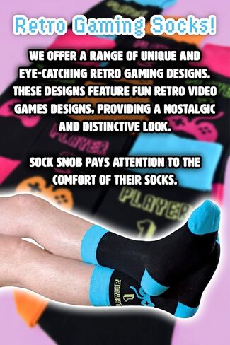 Mens Retro Gaming Funky Novelty Cotton Video Game Adult Crew Socks 7-12 | 3 Pack in Kuwait