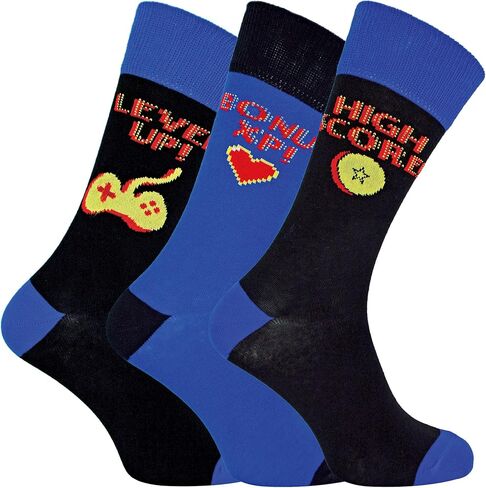 Mens Retro Gaming Funky Novelty Cotton Video Game Adult Crew Socks 7-12 | 3 Pack in Saudi Arabia