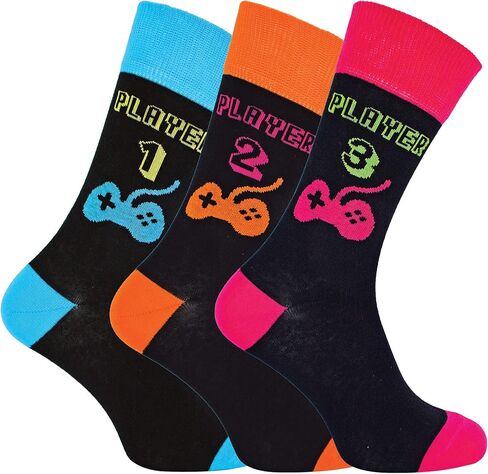 Mens Retro Gaming Funky Novelty Cotton Video Game Adult Crew Socks 7-12 | 3 Pack in Saudi Arabia