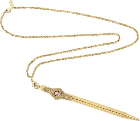 1928 Jewelry Mid Century Inspired Textured Barrel Ball Point Pen Necklace 28 Inch, 14K Gold Dipped in Saudi Arabia