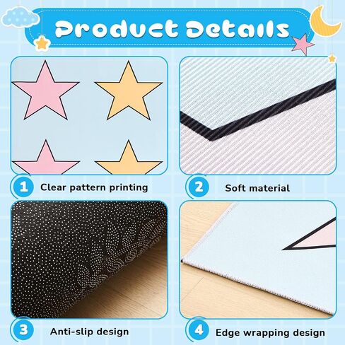 Pastel Classroom Rug 6.5 x 11.5 ft Kids Carpet with Non-Slip Backing Pastel Classroom Decor Seating Rug Elementary Classroom Floor Play Mat for Teaching Playroom Children's Room, Seats 28 in Saudi Arabia