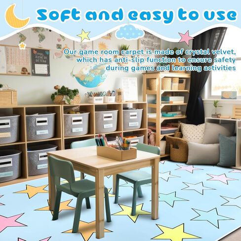 Pastel Classroom Rug 6.5 x 11.5 ft Kids Carpet with Non-Slip Backing Pastel Classroom Decor Seating Rug Elementary Classroom Floor Play Mat for Teaching Playroom Children's Room, Seats 28 in Saudi Arabia