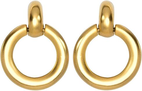 Kenneth Jay Lane Gold Polished Satin and Two-Tone Round Doorknocker Clip-On Earrings in Kuwait