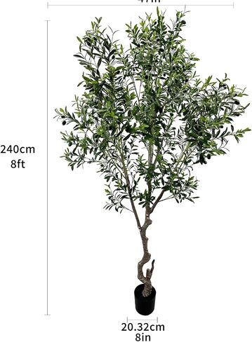 Artificial Tree Faux Olive Tree 8ft(3198leaves) Tall Fake Olive Plant in Pot Fake Silk Tree Faux Plants Indoor in Kuwait