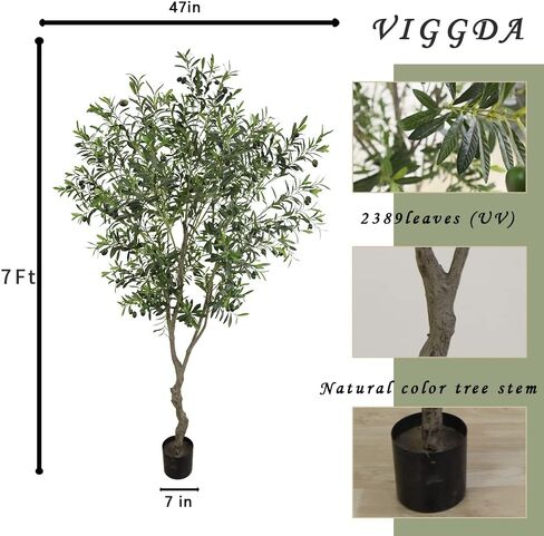 Artificial Tree Faux Olive Tree 8ft(3198leaves) Tall Fake Olive Plant in Pot Fake Silk Tree Faux Plants Indoor in Kuwait