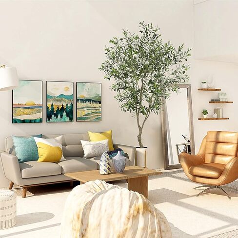 Artificial Tree Faux Olive Tree 8ft(3198leaves) Tall Fake Olive Plant in Pot Fake Silk Tree Faux Plants Indoor in Kuwait