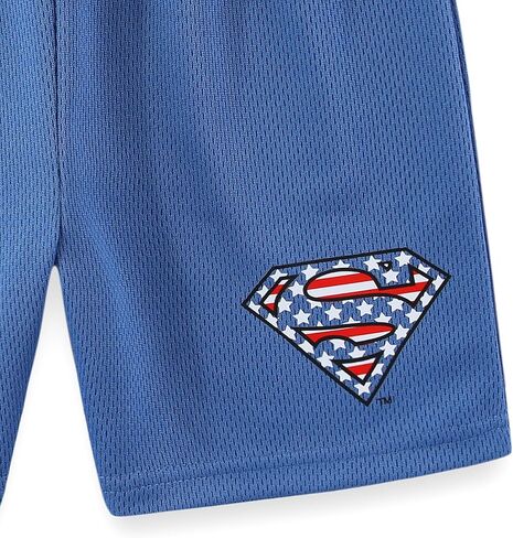 DC Comics Superman Boys Memorial Day Short Sleeve T-Shirt and Active Mesh Shorts Set for Big Kids in Saudi Arabia