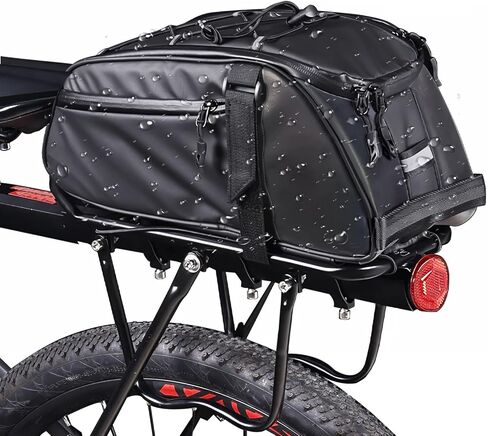ZIMFANQI Bike Rear Rack Bag Reflective,Waterproof Bicycle Saddle Pannier Bag,8L Bike Trunk Bag Cycling Luggage Back Seat Cargo Carrier Storage Bag with Shoulder Strap for Outdoor in Saudi Arabia