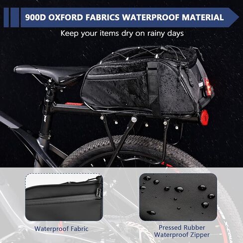 ZIMFANQI Bike Rear Rack Bag Reflective,Waterproof Bicycle Saddle Pannier Bag,8L Bike Trunk Bag Cycling Luggage Back Seat Cargo Carrier Storage Bag with Shoulder Strap for Outdoor in Saudi Arabia