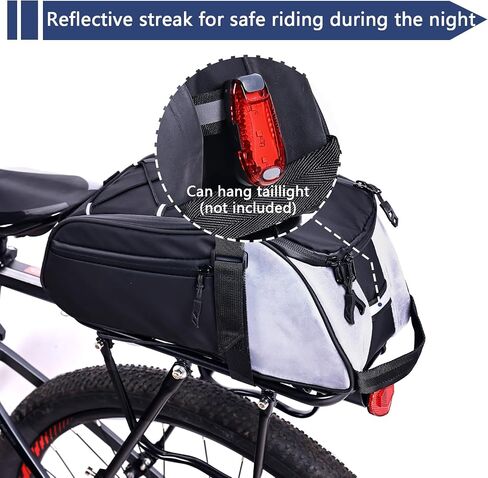 ZIMFANQI Bike Rear Rack Bag Reflective,Waterproof Bicycle Saddle Pannier Bag,8L Bike Trunk Bag Cycling Luggage Back Seat Cargo Carrier Storage Bag with Shoulder Strap for Outdoor in Saudi Arabia