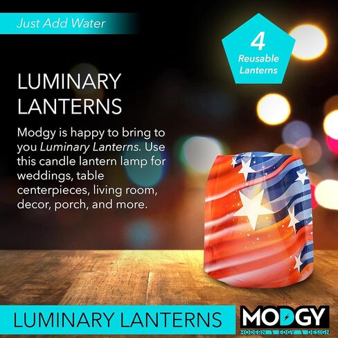 MODGY Luminary Lanterns Candle Holder Decorative Indoor Outdoor Decor, Plastic Candle Lantern Lamps for Wedding Table Centerpiece Porch 4-Pack, with Flameless Floating LED Candles in Saudi Arabia