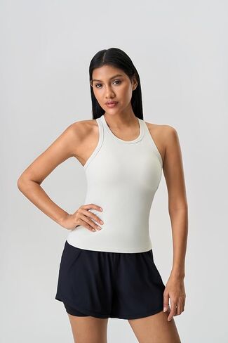 altiland Workout Tank Top for Woman with Built in Bra, Racerback Athletic Yoga Running 2 in 1 Tops in Saudi Arabia