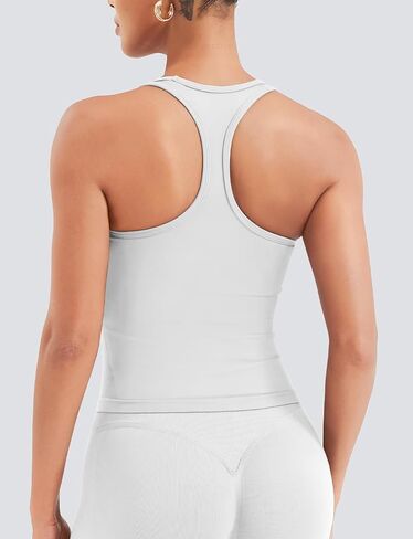 VOYJOY Racerback Workout Tank Tops for Women Square Neck Seamless Camisole Sleeveless Gym Athletic Yoga Shirts in Saudi Arabia