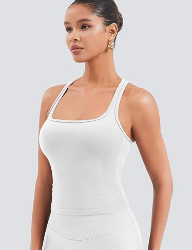 VOYJOY Racerback Workout Tank Tops for Women Square Neck Seamless Camisole Sleeveless Gym Athletic Yoga Shirts in Saudi Arabia