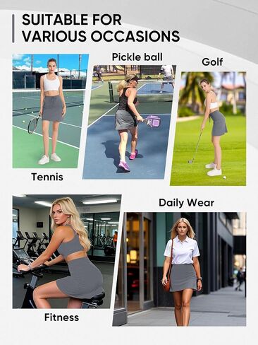 Bezioner Women's Tennis Golf Skirts Knee Length Skorts for Woman High Waisted Athletic Skirt with 4 Pockets & Inner Shorts in Kuwait