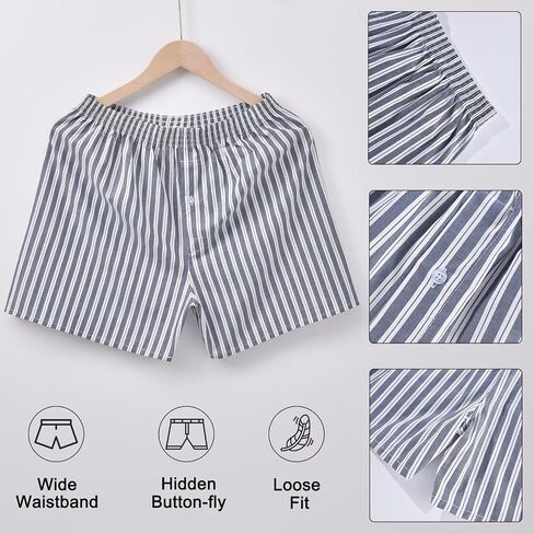 Mens Cotton Boxers Funny Woven Pattern Plaid Boxer Shorts Inseam Pajamas Single Pack in Saudi Arabia