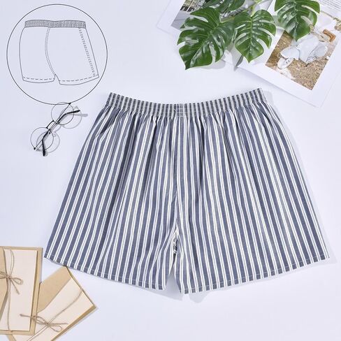 Mens Cotton Boxers Funny Woven Pattern Plaid Boxer Shorts Inseam Pajamas Single Pack in Saudi Arabia