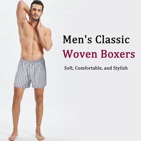 Mens Cotton Boxers Funny Woven Pattern Plaid Boxer Shorts Inseam Pajamas Single Pack in Saudi Arabia