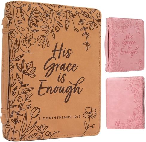 أغطية الكتاب المقدس من جلد البولي يوريثان للنساء مقاس كبير - حافظة الكتاب المقدس الزهرية للنساء مع مساحة تخزين - حقيبة حمل الكتاب المقدس المتينة للنساء - غطاء الكتاب المقدس للنساء - أغطية الكتاب المقدس الكبيرة للنساء - 11 بوصة × 8 بوصة × 2.5 بوصة in Kuwait