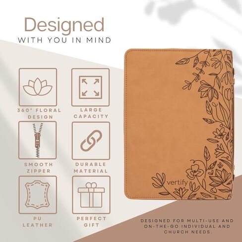 أغطية الكتاب المقدس من جلد البولي يوريثان للنساء مقاس كبير - حافظة الكتاب المقدس الزهرية للنساء مع مساحة تخزين - حقيبة حمل الكتاب المقدس المتينة للنساء - غطاء الكتاب المقدس للنساء - أغطية الكتاب المقدس الكبيرة للنساء - 11 بوصة × 8 بوصة × 2.5 بوصة in Kuwait