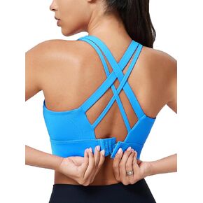 Sports Bras for Women High Support, High Impact Running Criss Cross Strappy Bra Crop Top, Molded Cup, Hook and Eye Closure