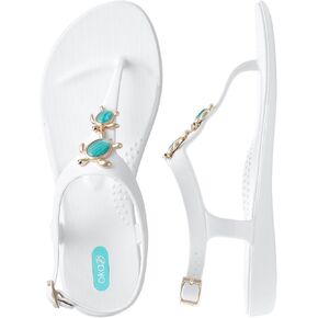 Oka-B Women's Carson Tess Gold Sea Turtle Thong T-Strap Sandal