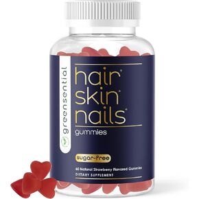 Sugar-Free Hair, Skin & Nails Gummies with Biotin, Vitamin C & Zinc for Women & Men – Supports Hair Growth, Healthy Skin & Stronger Nails – Plant-Based, Lab Tested, Made in USA – 60 Ct