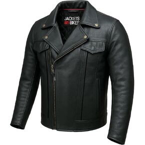Outrider Leather Men’s Premium Black Buffalo Cruiser Motorcycle Jacket with CE Armor, Concealed-Carry Pockets & Multi Pockets & Airflow Vents Black XL