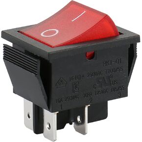 Baomain Red Light DPST ON/Off Snap in Boat Rocker Switch 4 Pin 16A/250V UL TUV List 1 Pack in Kuwait